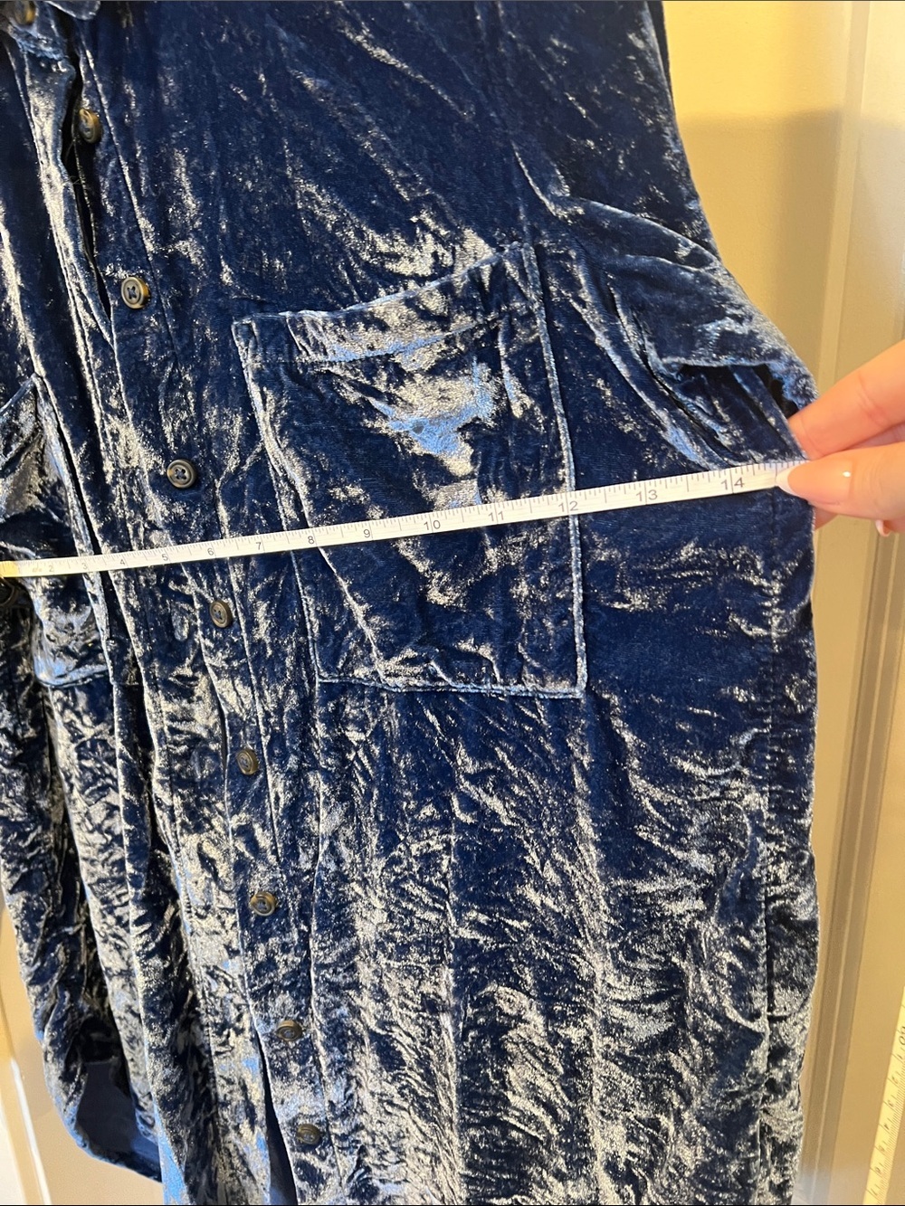 Pilcro Blue Velvet Button-Down Shirt - Picture 7 of 7